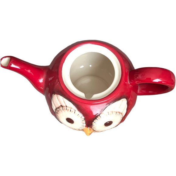 ๐ SOLD ๐ Grasslands Road Crimson Hollow Owl TEAPOT Acorn Lid Ceramic Whimsical - Picture 9 of 11